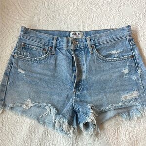 Agolde Parker Blue Jean Shorts Distressed High-Waisted